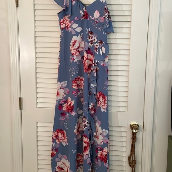 Jill Stuart Floral Ruffled And Single Spaghetti Strap Shoulder Slit Dress - Picture 1 of 9